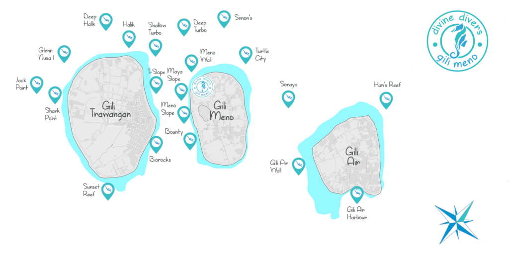 gili meno diving map