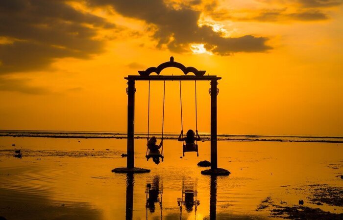 sunset and swing gili trawangan