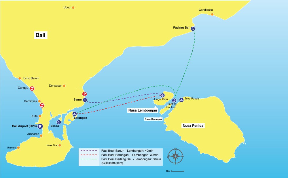 Bali to Lembongan fast boat routes