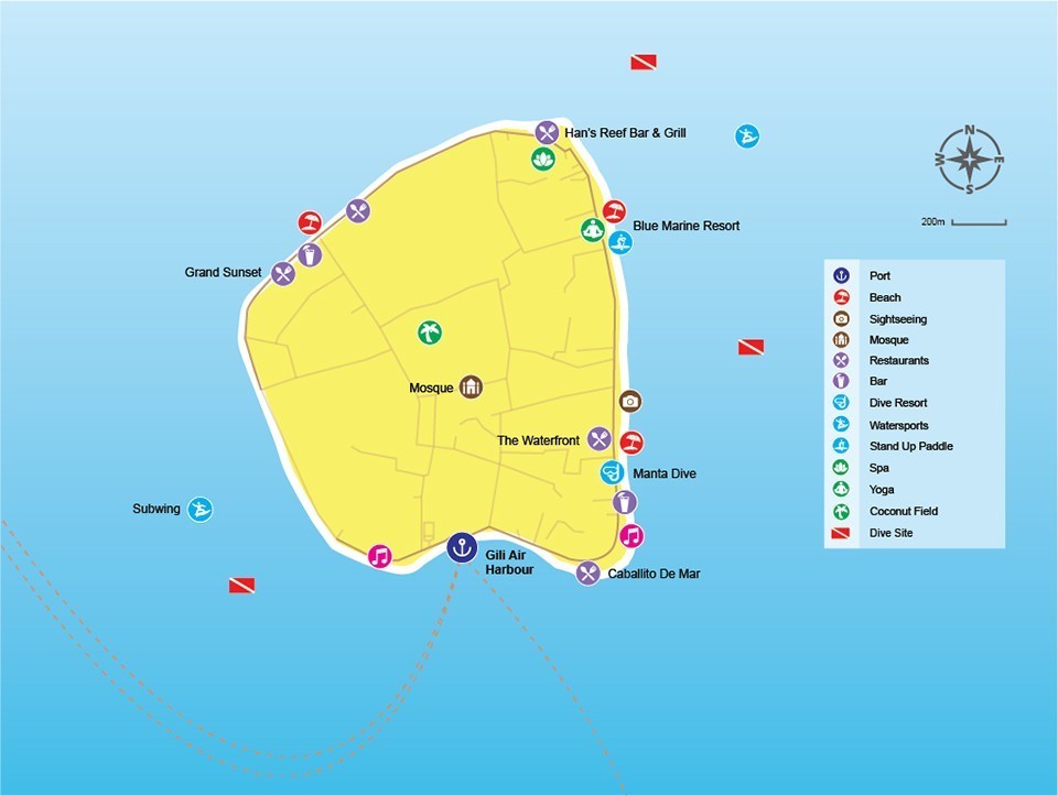 Gili Air discounts map Restaurants