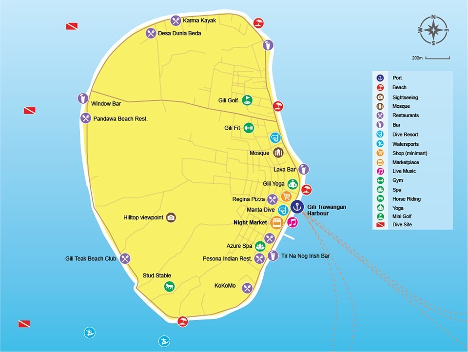 Gili trawangan map