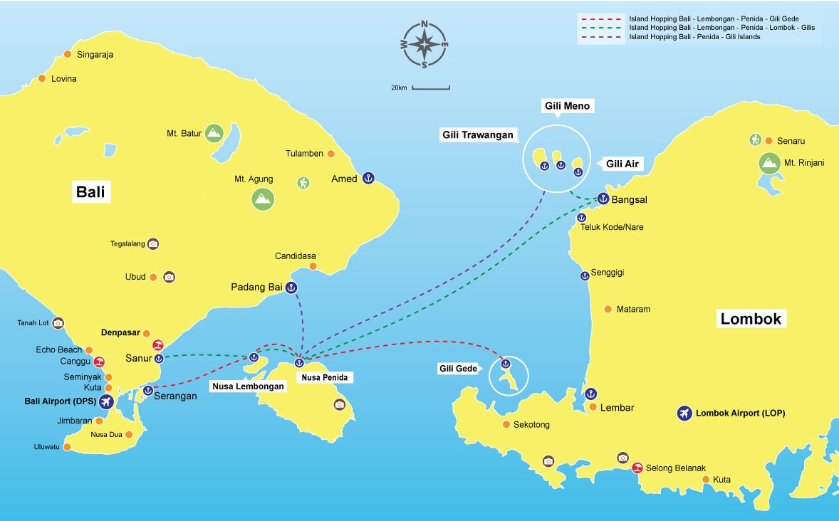 Island Hopping to Gili routes map