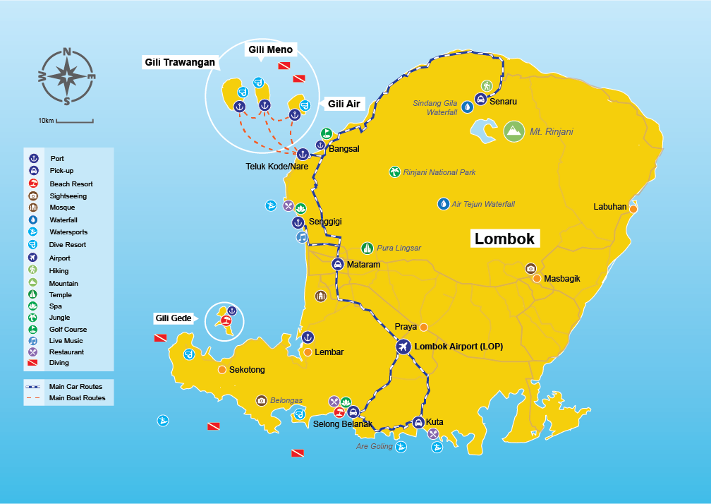 Lombok to Gili Island map