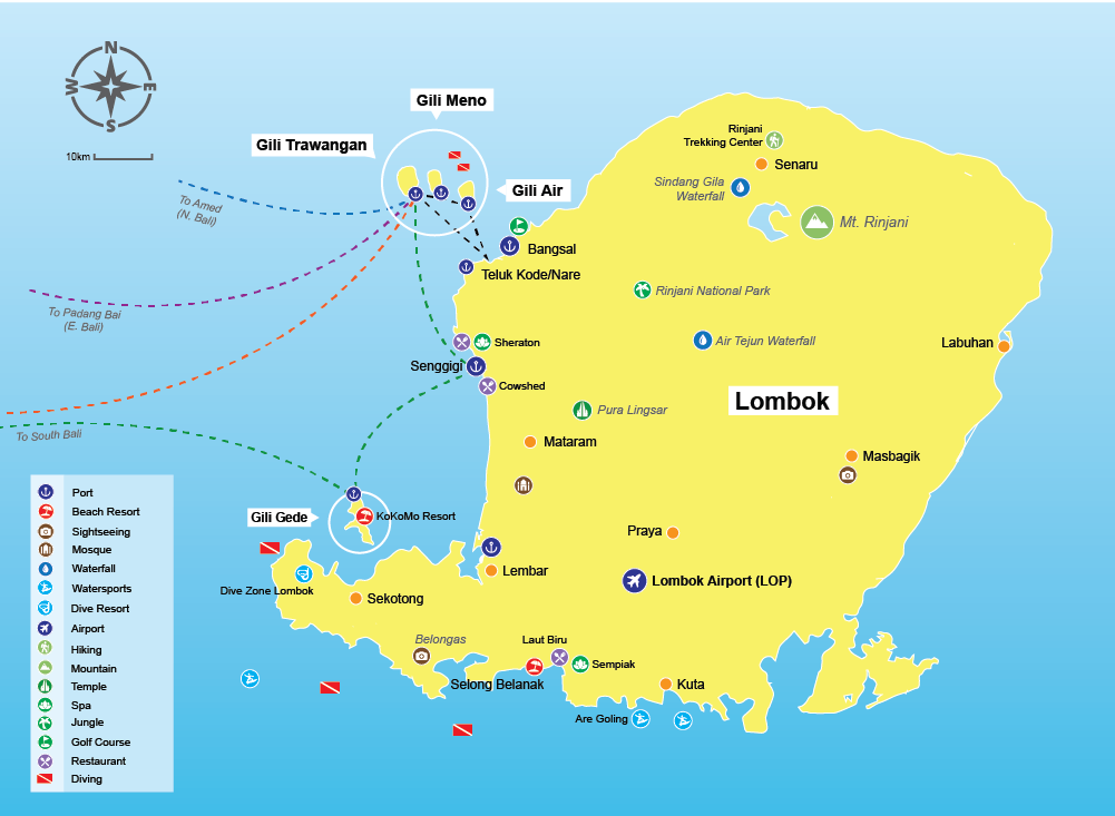 restaurants Lombok map